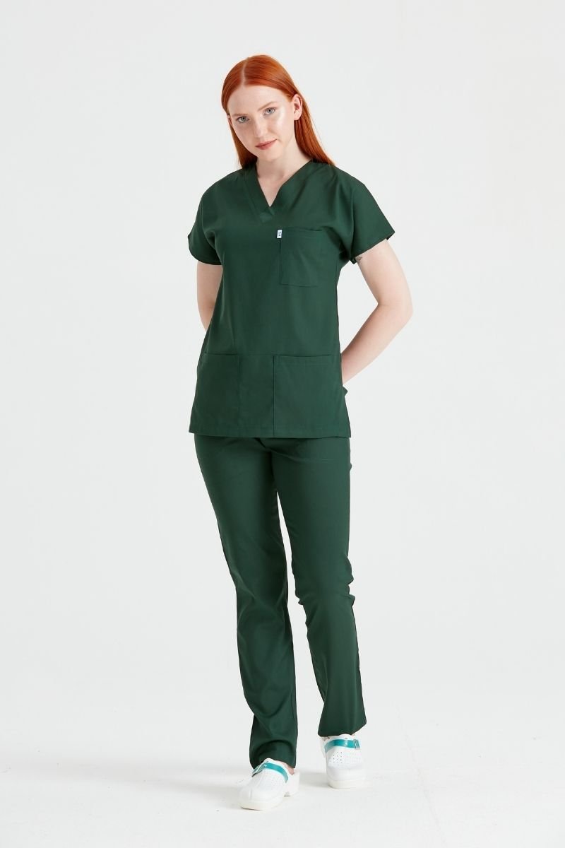 Khaki Green Elastane Medical Suit, For Women - Classic Flex Model