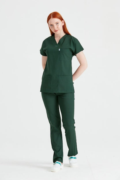 Khaki Green Elastane Medical Suit, For Women - Classic Flex Model