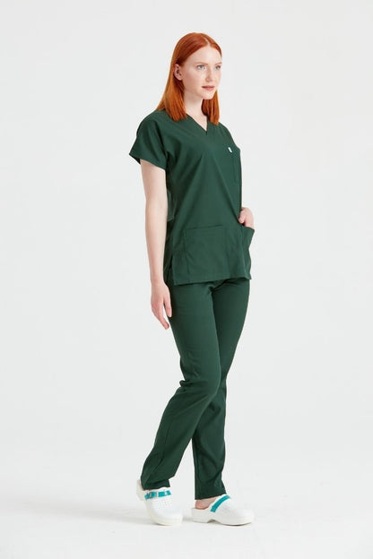 Khaki Green Elastane Medical Suit, For Women - Classic Flex Model