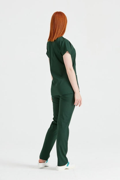 Khaki Green Elastane Medical Suit, For Women - Classic Flex Model