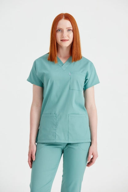 Costum Medical Elastan Verde Militar, Unisex - Model Classic Flex