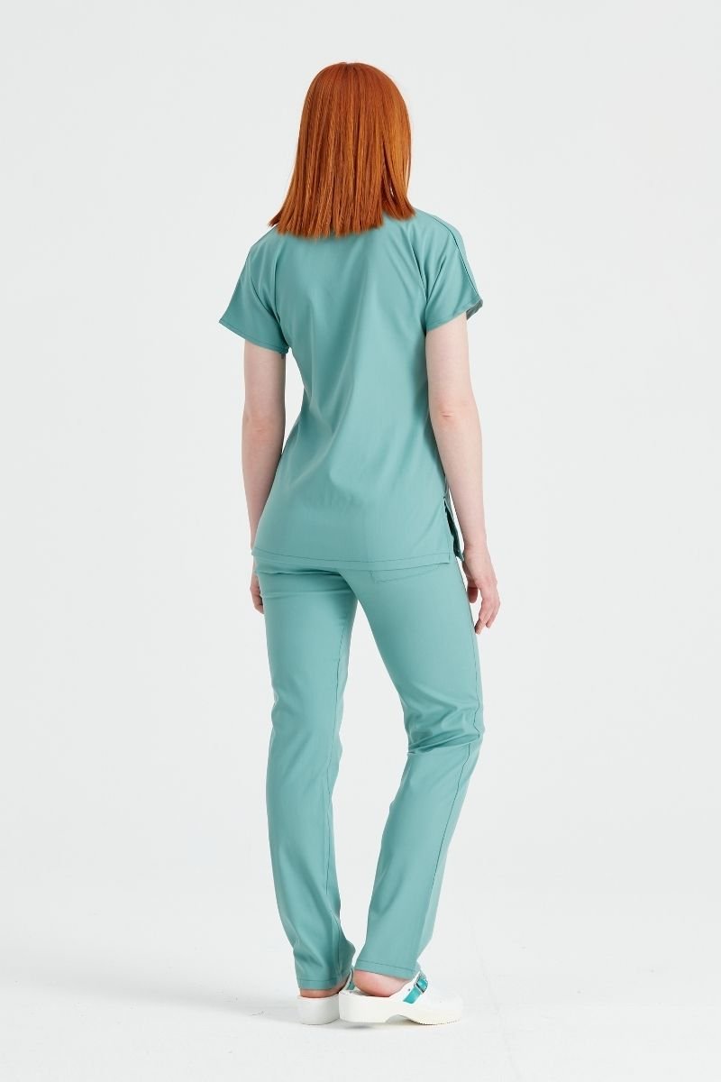 Costum Medical Elastan Verde Militar, Unisex - Model Classic Flex