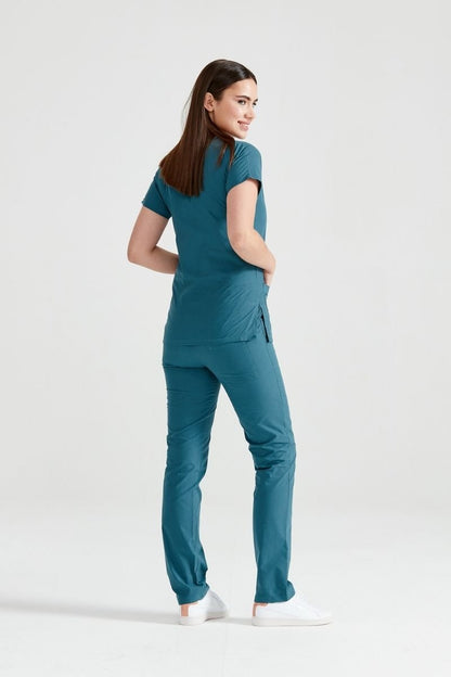 Costum Medical Elastan Verde Petrol Pentru Femei - Model Classic Flex