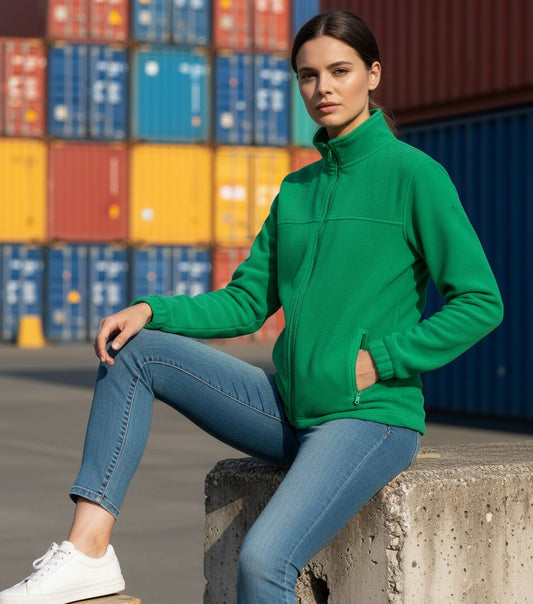 Jacheta polar cu fermoar  pentru dama verde chirurgical