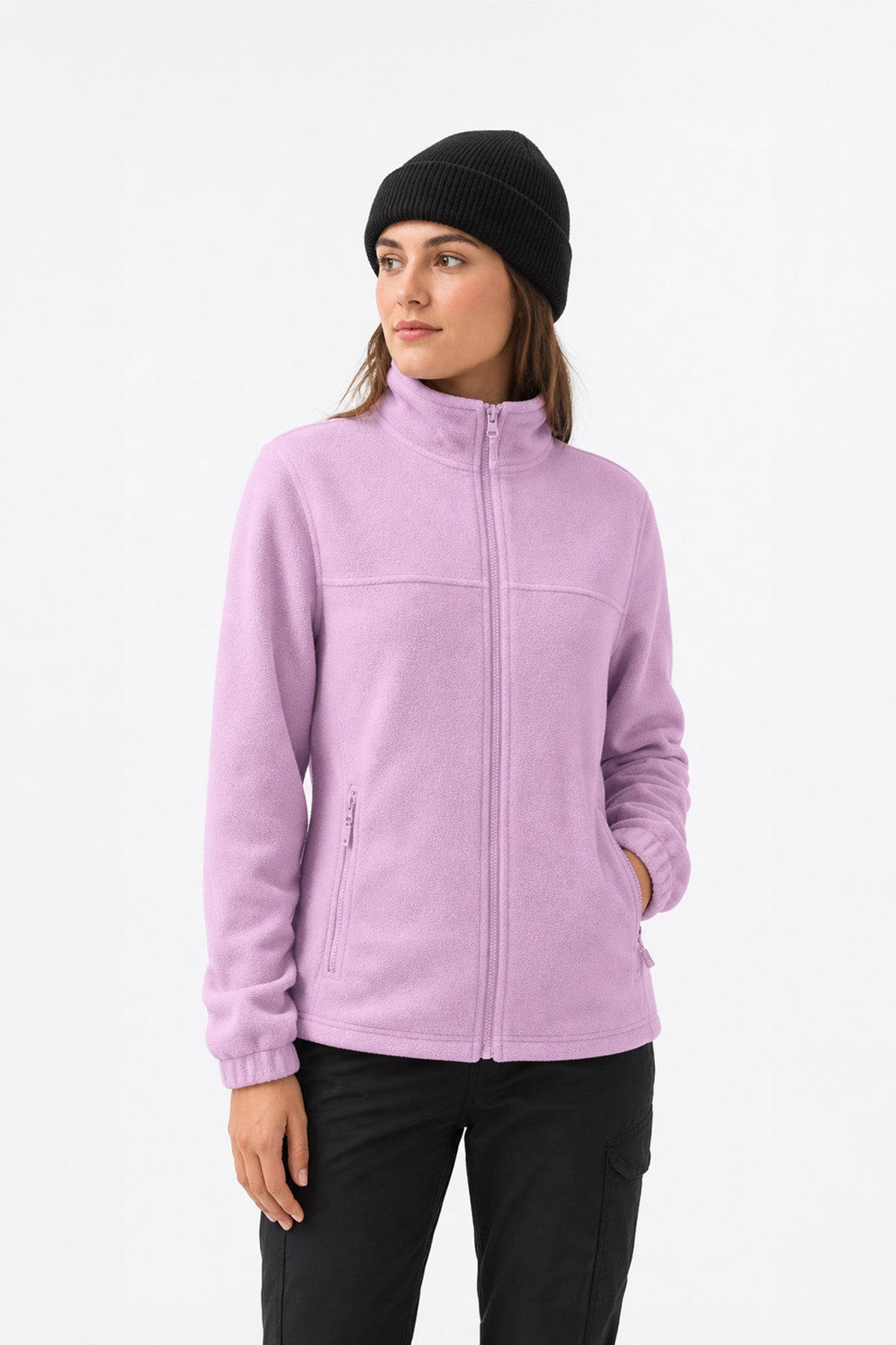 Jacheta polar cu fermoar pentru dama orchid lila