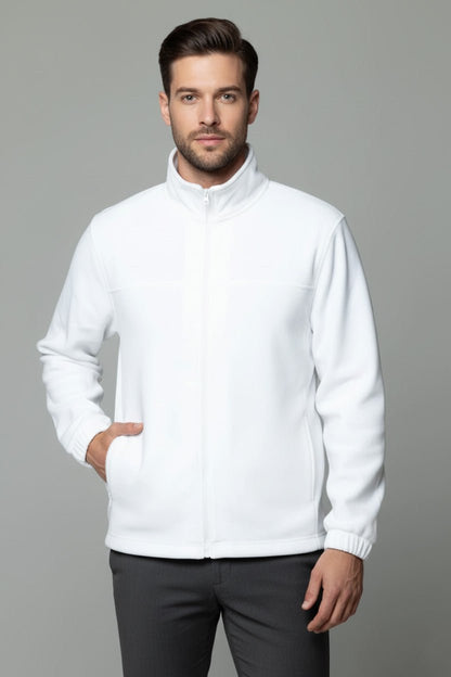 Jacheta polar cu fermoar pentru barbati alb