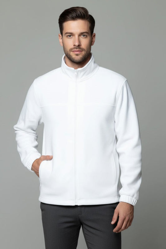 Jacheta polar cu fermoar pentru barbati alb