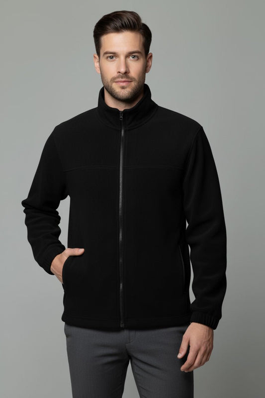 Jacheta polar cu fermoar pentru barbati negru