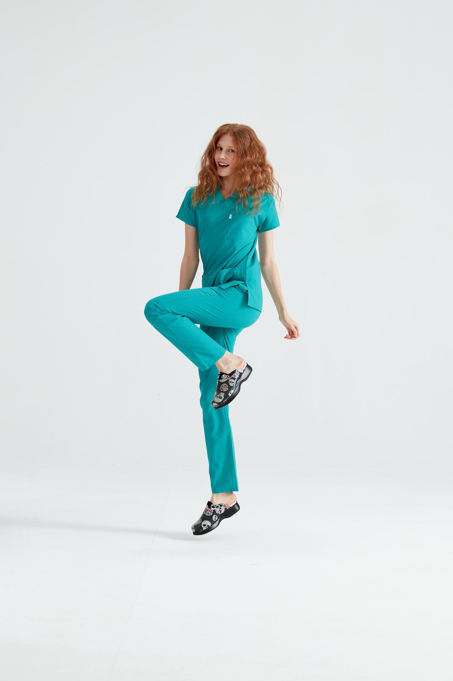 Costum Medical Elastan Verde Chirurgical, Pentru Femei - Model Classic Flex