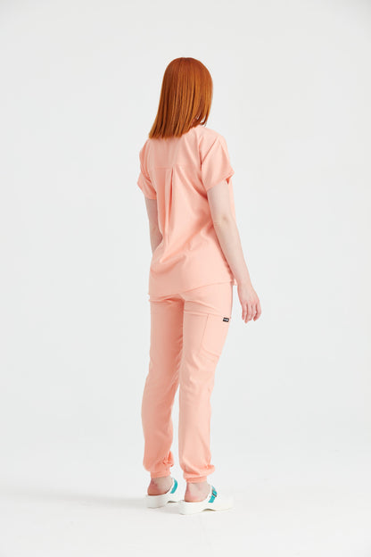 Orange Medical Suit, Unisex - Peach - Model Activity