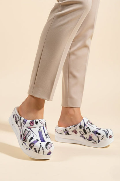 Saboti Medicali Ortopedici, Albi cu Imprimeu, Femei - Model Airmax Beauty