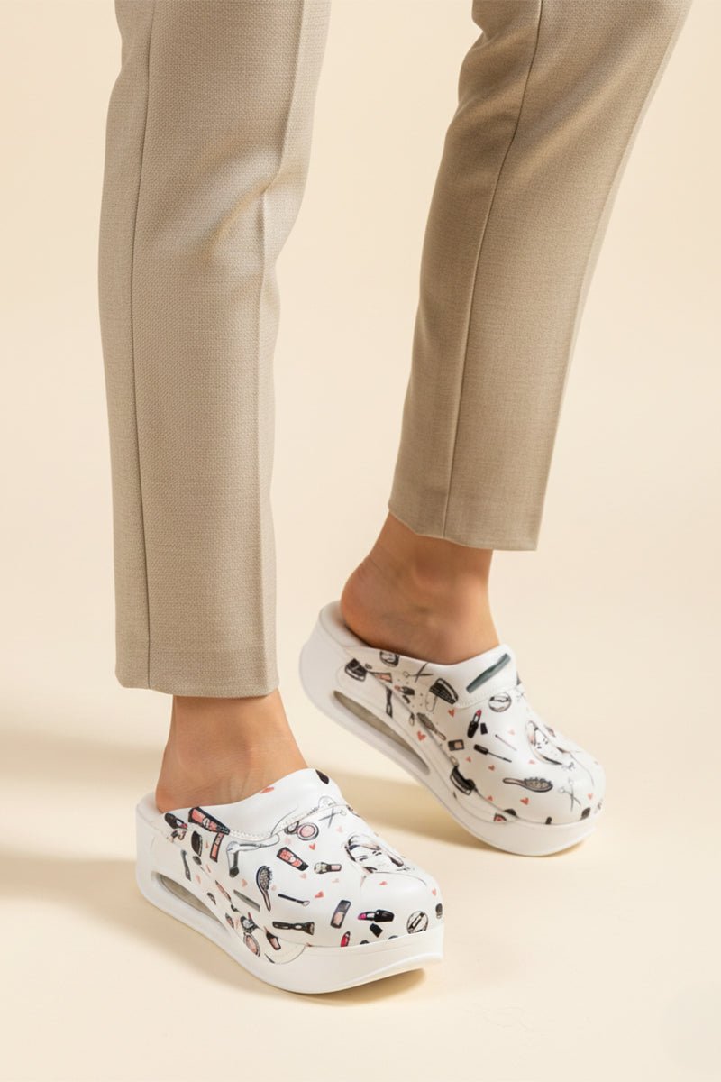 Saboti Medicali Ortopedici, Albi cu Imprimeu, Femei - Model Airmax Beauty Face