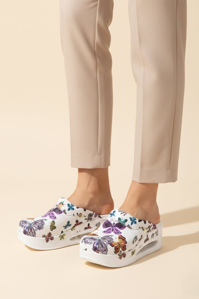 Saboti Medicali Ortopedici, Albi cu Imprimeu, Femei - Model Airmax Fluturi Multicolori