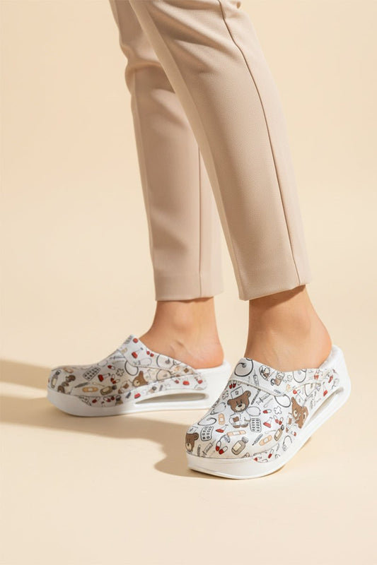 Saboti medicali ortopedici gri deschis, femei - Model Airmax Teddy Light Grey