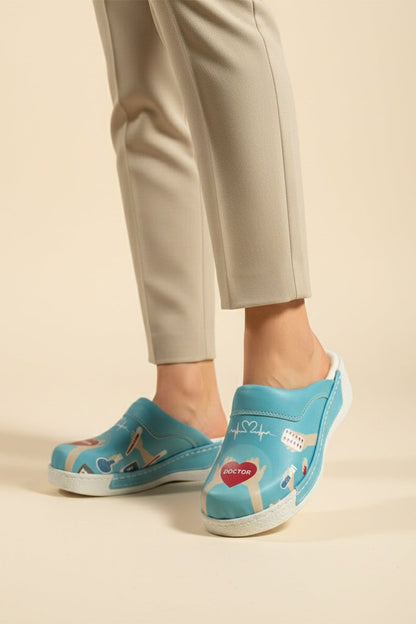 Blue orthopedic medical clogs, unisex - Dr. Cardio comfort model