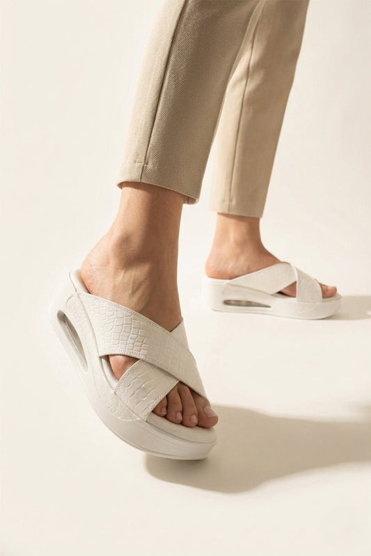 Sandale ortopedice cu barete, femei, alb