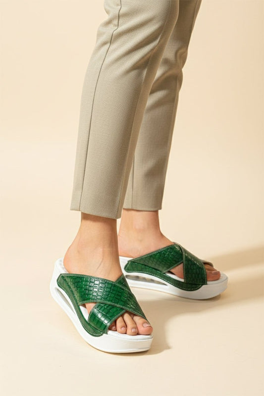 Sandale ortopedice cu barete, femei, verde