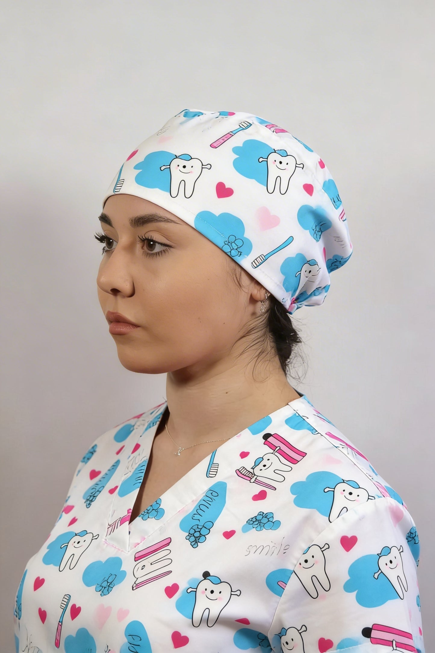 Boneta Medicala Turquoise Unisex, Imprimeu Dentist