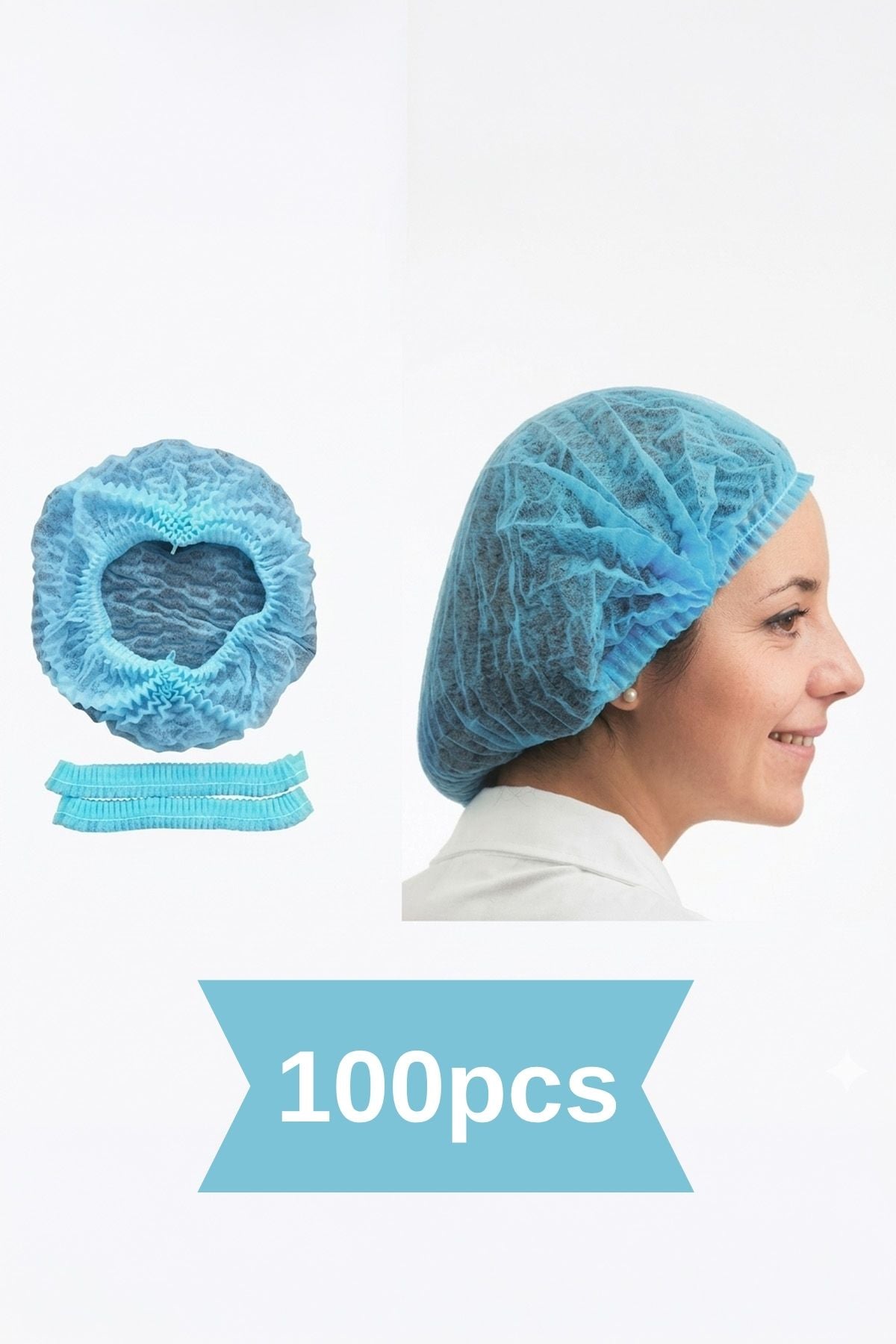Set 100 Bonete Protectie Chirurgicale Albastre de Unica Folosinta