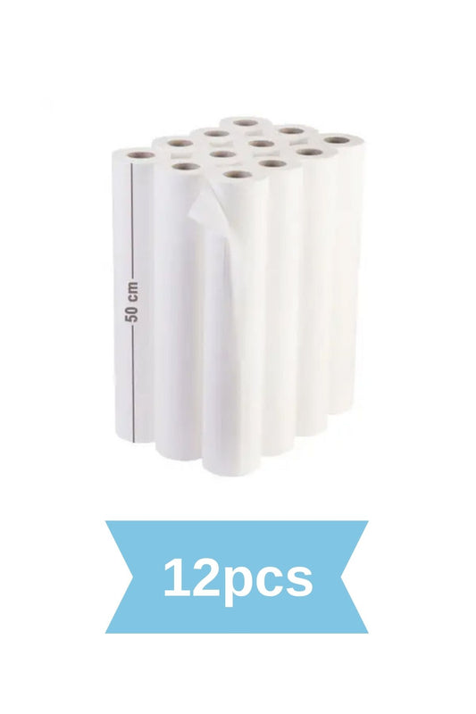 Set 12 Buc - Role Cearceaf Hartie 50cm x 50m, 2 Straturi, Perforate la 40cm