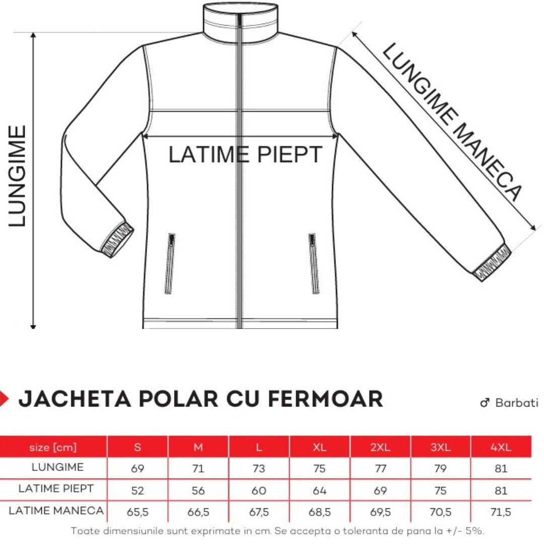 Jacheta polar cu fermoar pentru barbati negru