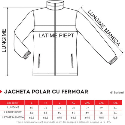 Jacheta polar cu fermoar pentru barbati negru