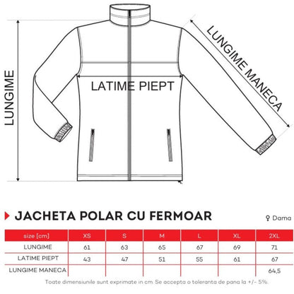 Jacheta polar cu fermoar  pentru dama bordo
