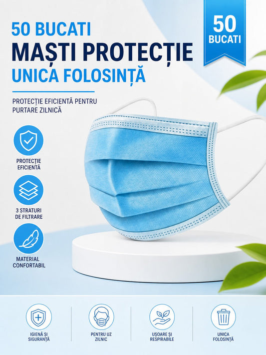 Set 50 Masti Protectie Unica Folosinta Albastre