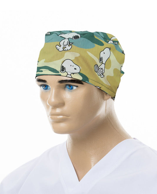 boneta medicala unisex de la Demoteks Medicalwear de culoare verde cu imprimeu Snoopy
