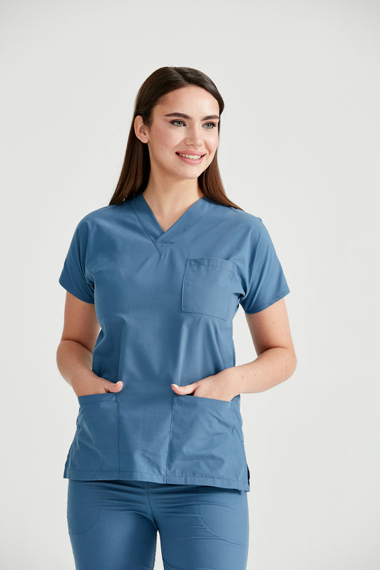 Asistenta medicala in costum Petrol Grey, albastru petrol