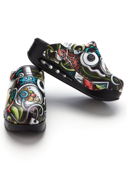 Saboti Medicali Ortopedici, Neagra cu Imprimeu, Unisex - Model Airmax Stetoscop