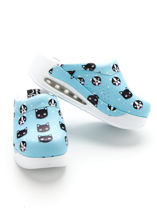 Saboti Medicali Ortopedici, Albastru cu Imprimeu, Unisex - Model Airmax Pisica Mari