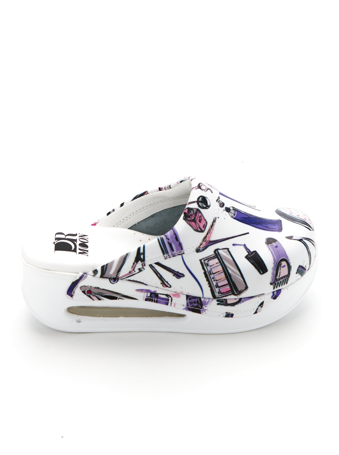 Orthopedic Medical Clogs, White with Print, Women - Airmax Beauty Model