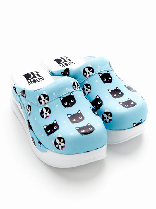 Saboti Medicali Ortopedici, Albastru cu Imprimeu, Unisex - Model Airmax Pisica Mari