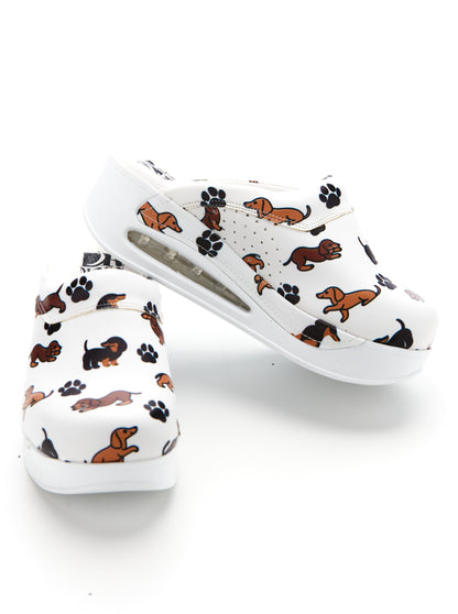 Orthopedic Medical Clogs, White with Print, Unisex - Model Airmax Catel Soricar