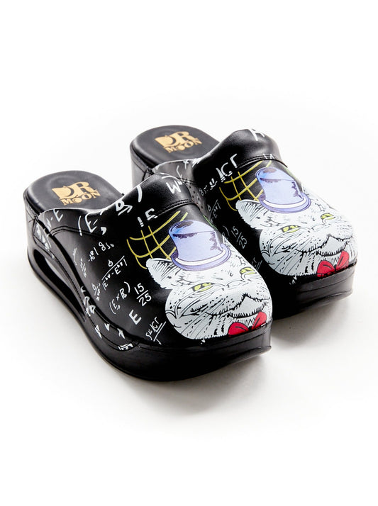 Saboti medicali ortopedici, negru cu imprimeu, femei - Model airmax Cat